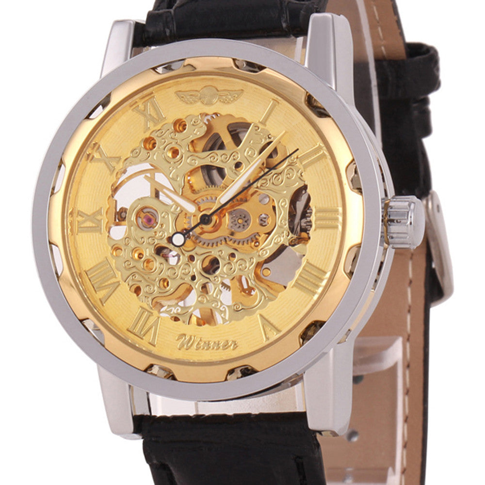 Classic Men's Black Leather Wristwatch