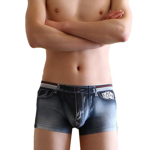 Men Cotton Spandex Shorts Jean Legging Boxer Briefs Sexy Underwear BK L