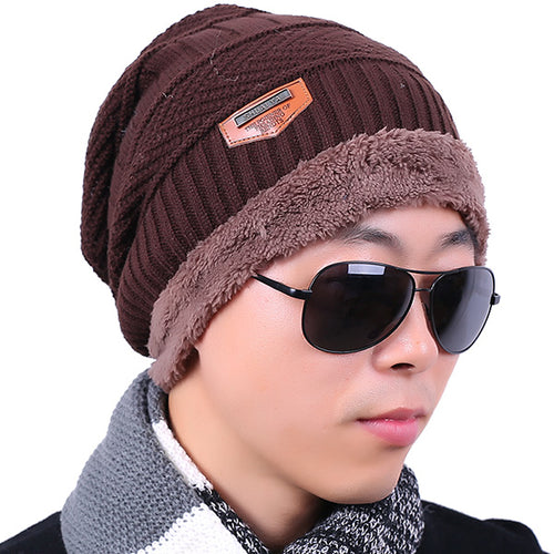 New Knitted Winter Hat Scarf for Men