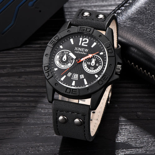 Men's Fashion Leather Wrist Watch Waterproof